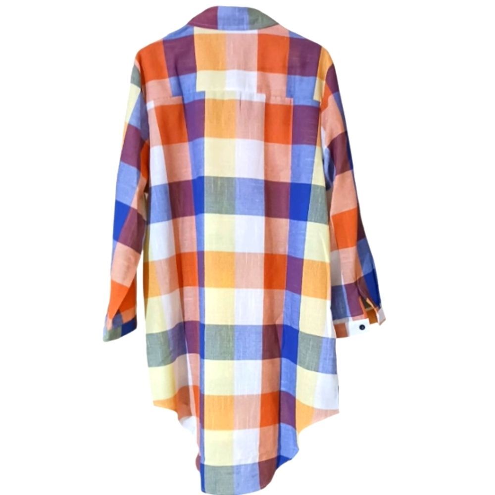 Women's Shirt Button Front High-Low Style Role-up Adjustable Sleeves XL NWOT - Picture 2 of 4